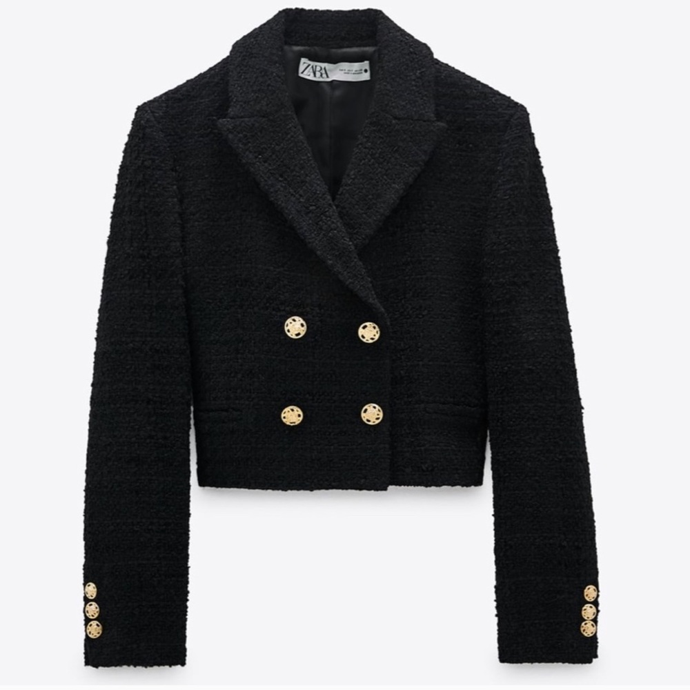NWT ZARA Cropped Textured Blazer Blogger Favorite